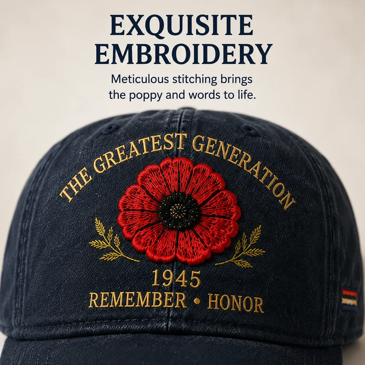 The Greatest Generation 1945 Memorial Poppy Cap – Remember & Honor（The best gift for a good friend🎁）