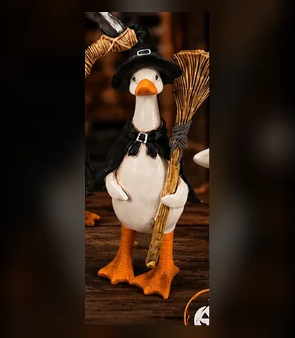 Broom Duck Halloween figurine