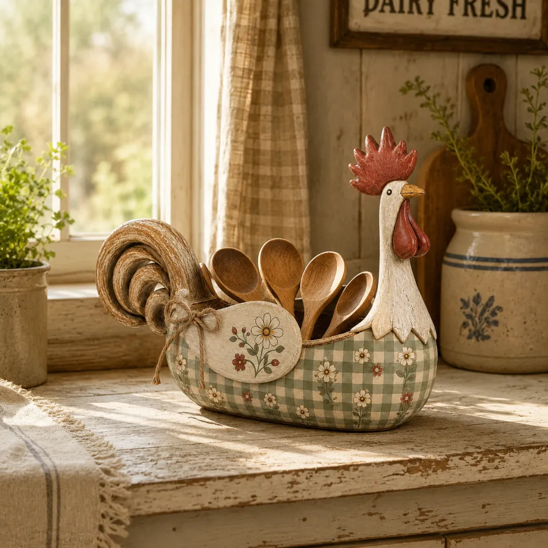 🔥Vintage Farmhouse Rooster Utensil Holder  (Free shipping)