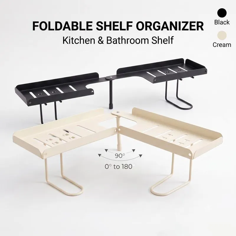 ⏰LAST DAY PROMOTION SAVE 49%🔥Foldable Over-Sink Organizer – No-Drill Carbon Steel Sink Storage Rack, Adjustable & Easy-Drain