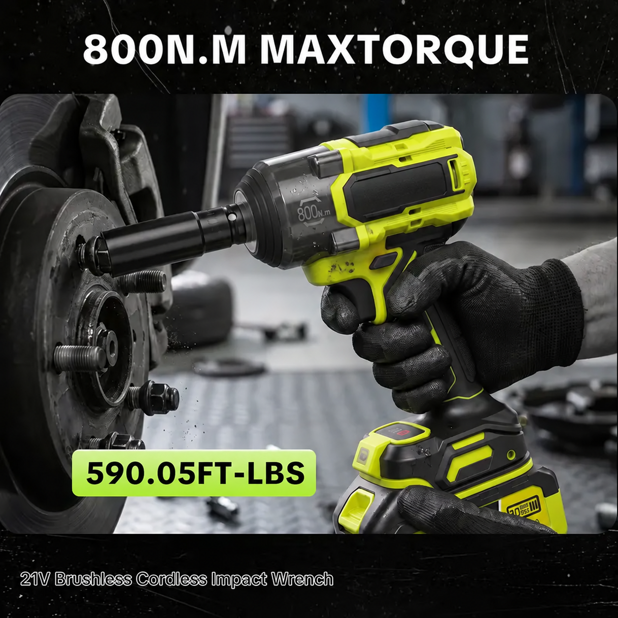 ⚡LAST DAY 49% OFF🚗Cordless Impact Wrench Kit, 1/2 Inch Brushless High Torque Impact Gun, 590 Ft-lbs(800N.m) 3200IPM - Perfect for Tire Removal, Car & Home Repair​