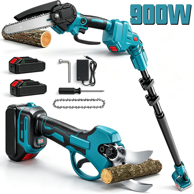 Cordless Pole Saw & Mini Chainsaw Garden Tool Set with Extension Pole for Tree Trimming