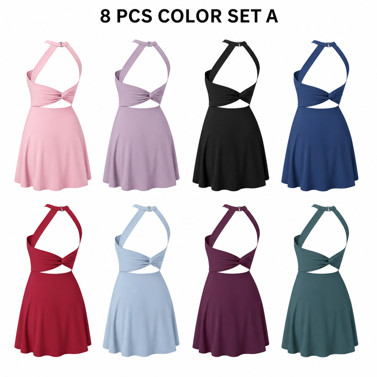 Backless Cut Out 2-in-1 Plus Size Dance Dress, 8/15 PCS Sets
