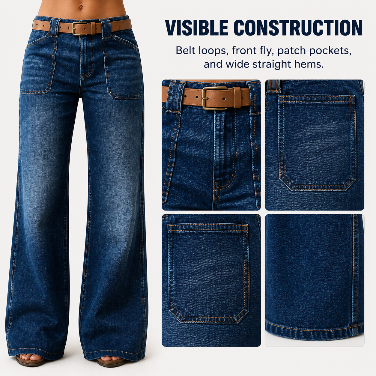 Women's High-Waist Wide-Leg Jeans, 8 PCS or 10 PCS All Colors