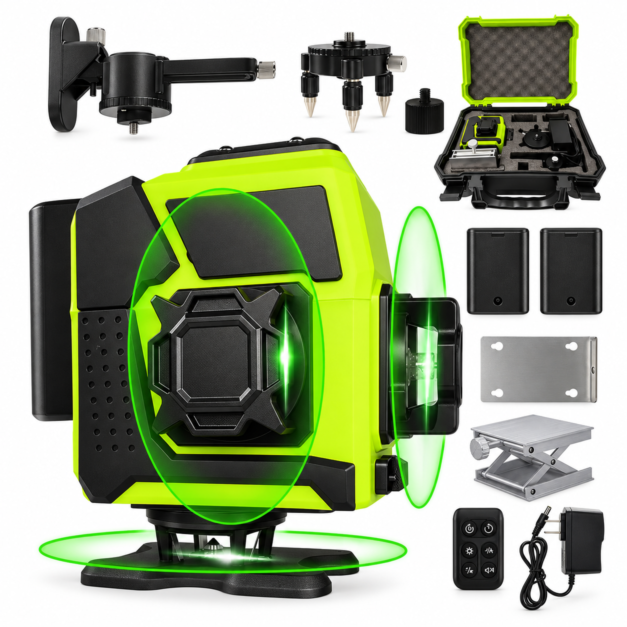 12-Line 3 x 360 Green Laser Level Kit