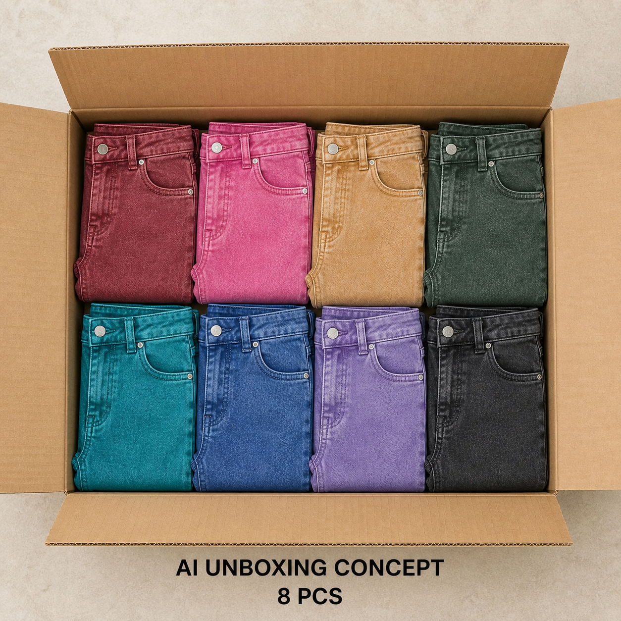 Women's High Rise Cropped Bootcut Jeans, Acid-Washed Raw Hem, 8/16 PCS Color Sets