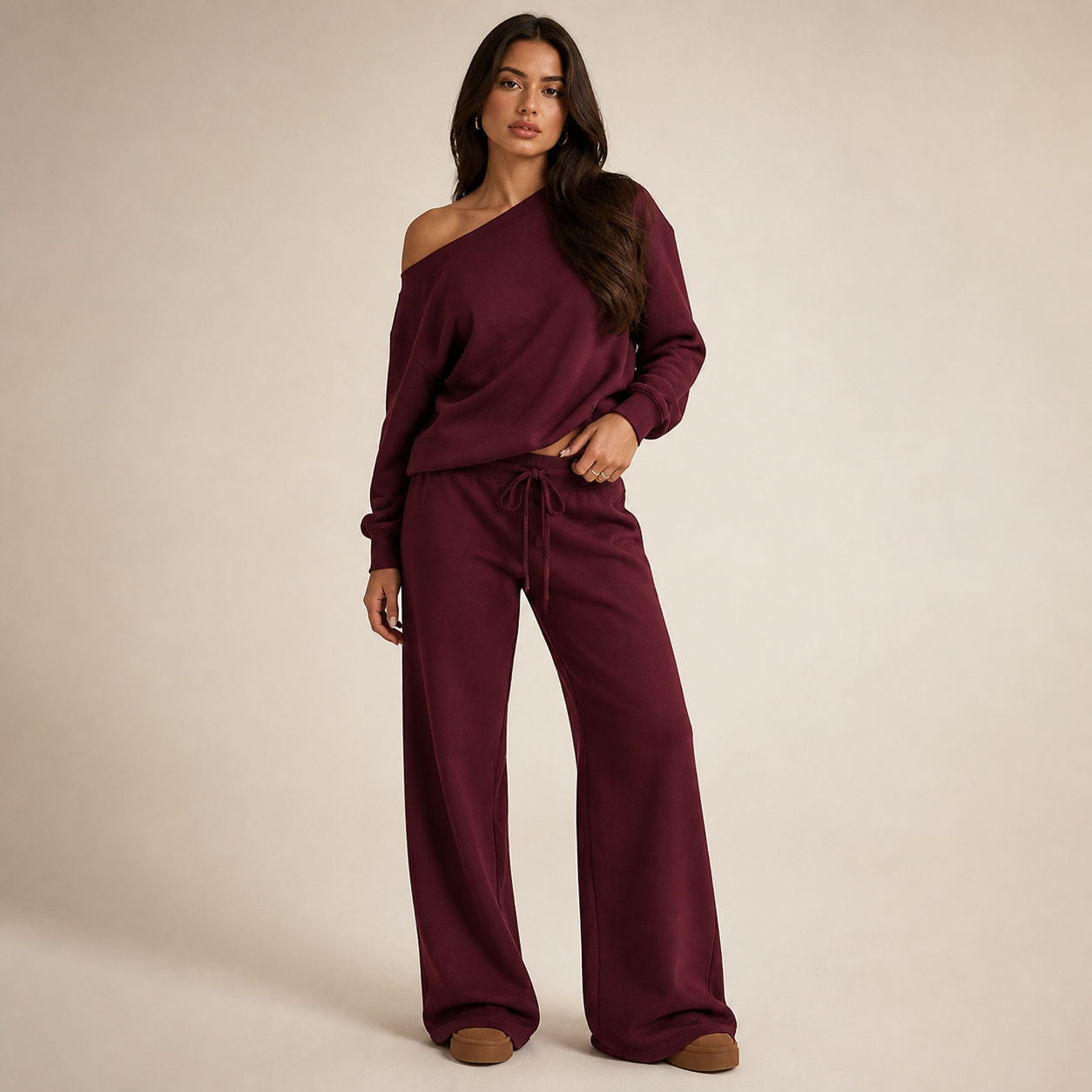 Women's Off-Shoulder Jumper & Pants Set