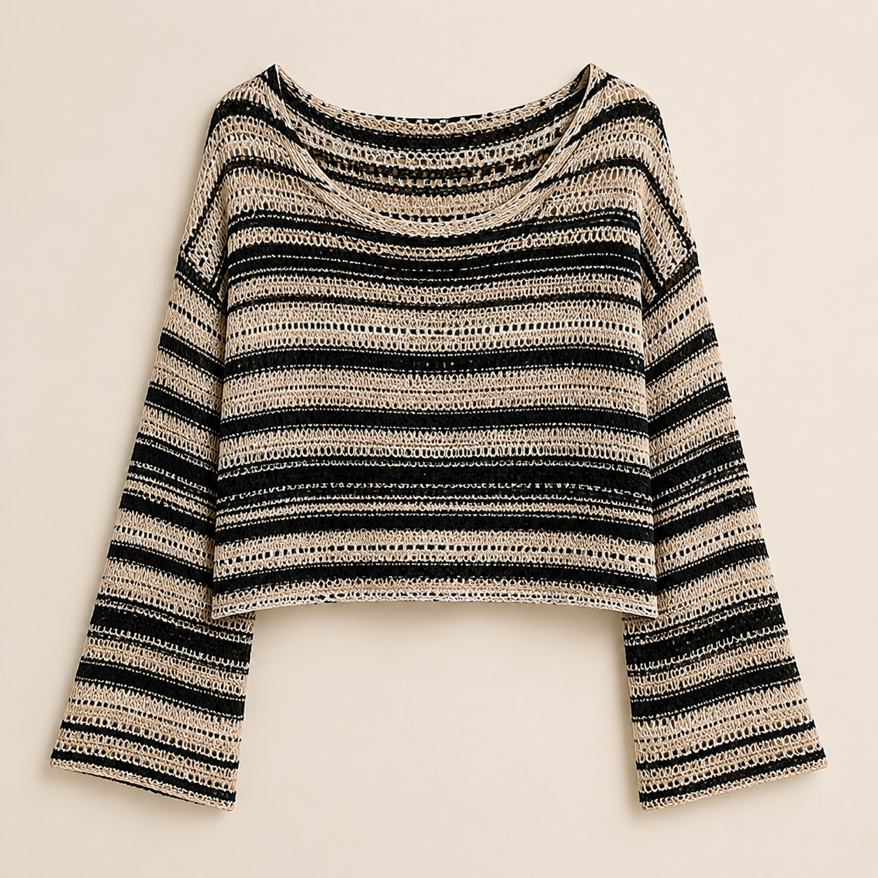 Women's Colorful Striped Textured Knit Top