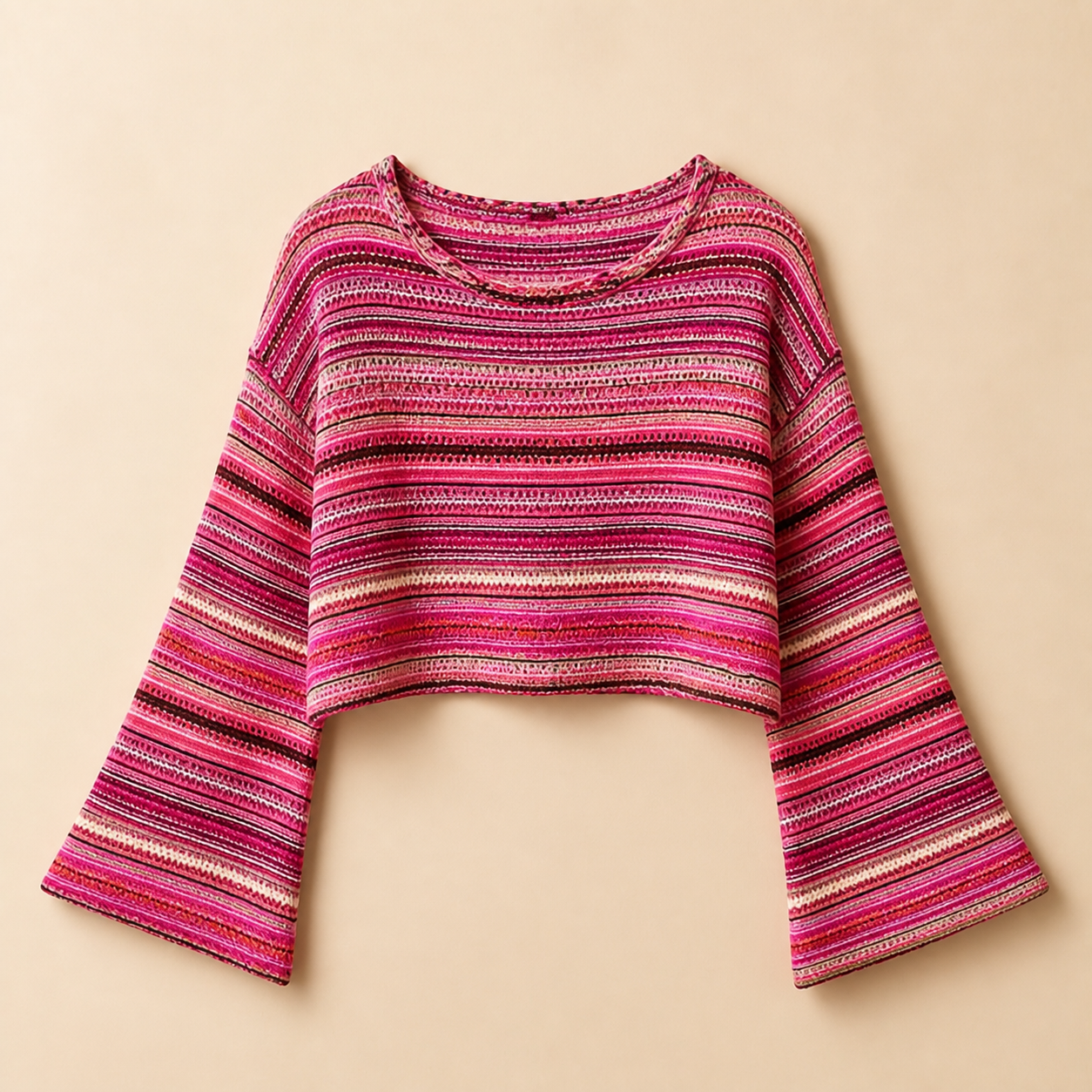 Women's Colorful Striped Textured Knit Top