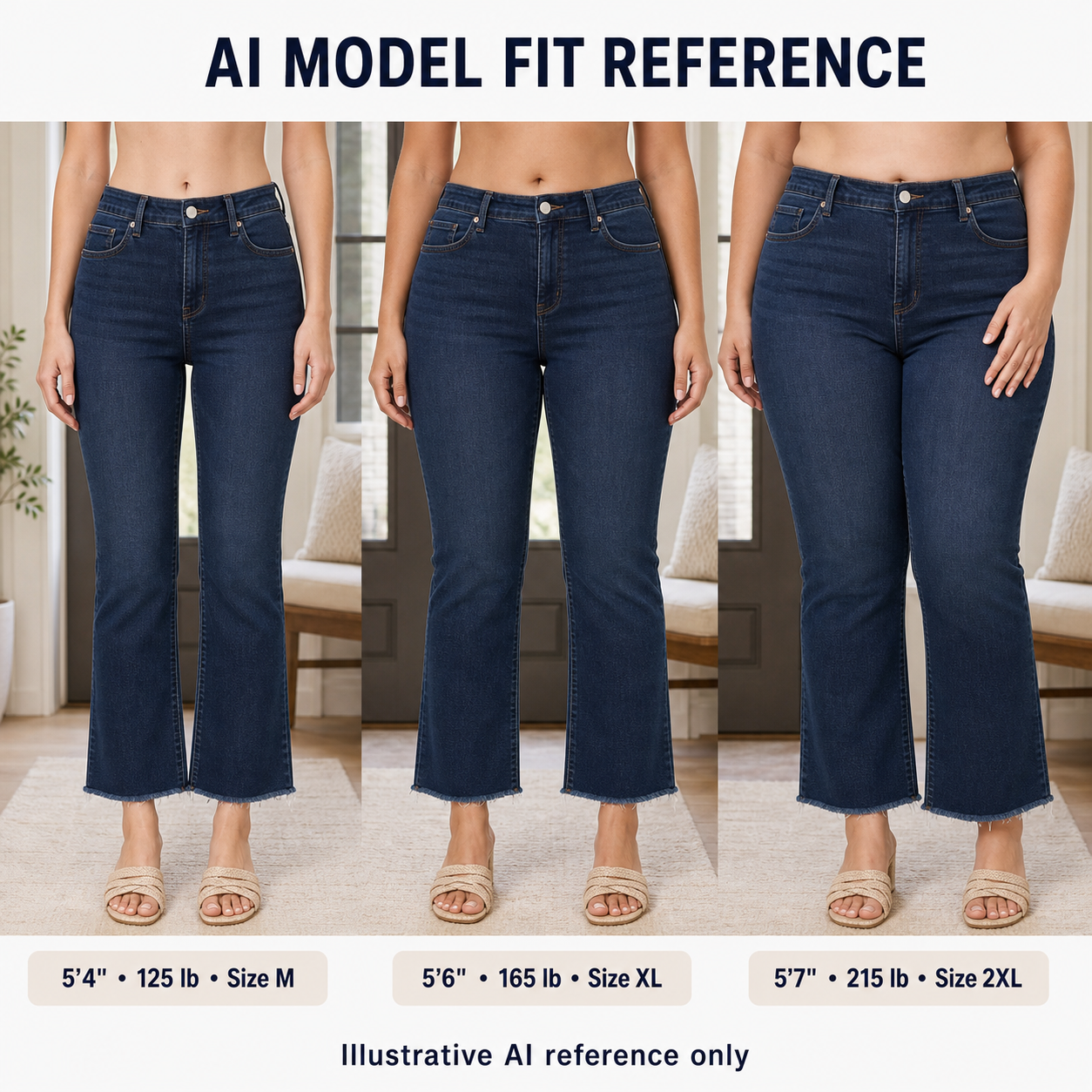 Women's High Rise Cropped Bootcut Jeans, Acid-Washed Raw Hem, 8/16 PCS Color Sets