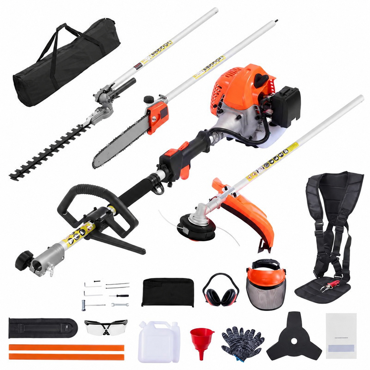 5-in-1 Gas Hedge Trimmer, Weed Eater, String Trimmer, Brush Cutter & Pole Saw