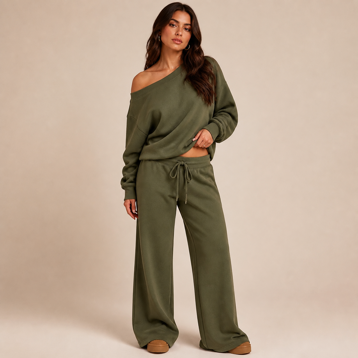 Women's Off-Shoulder Jumper & Pants Set