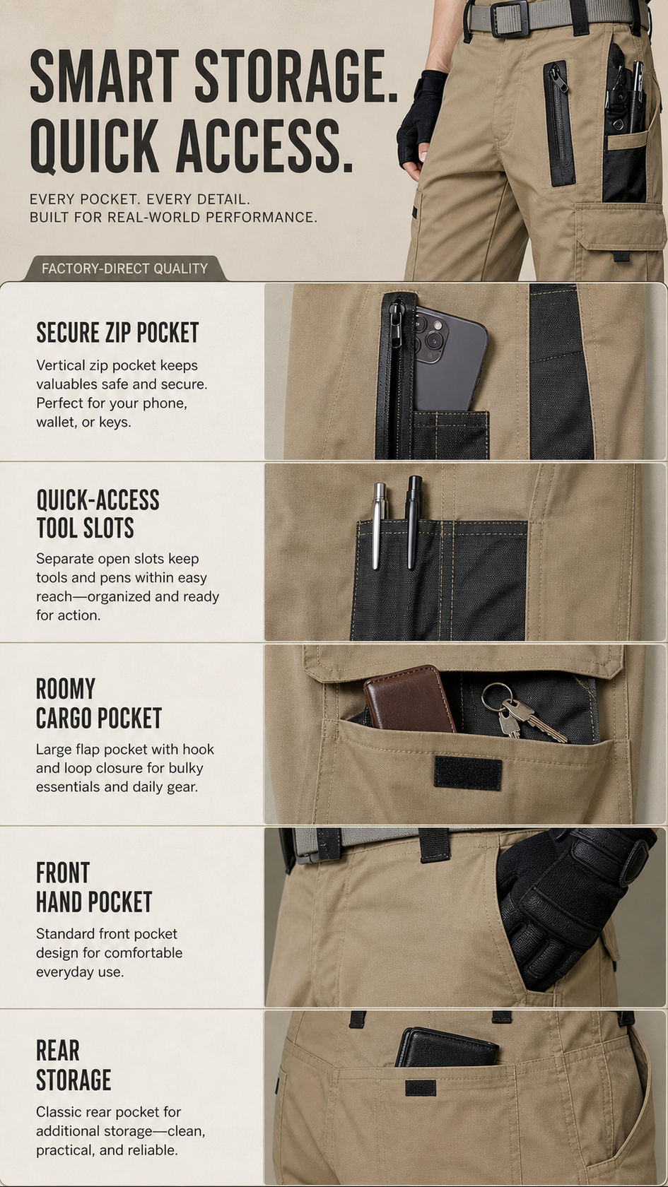 Real pocket capacity and quick access