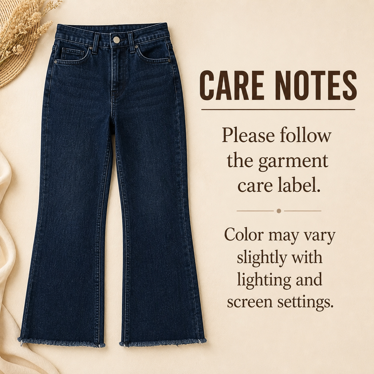 Women's High Rise Cropped Bootcut Jeans, Acid-Washed Raw Hem, 8/16 PCS Color Sets
