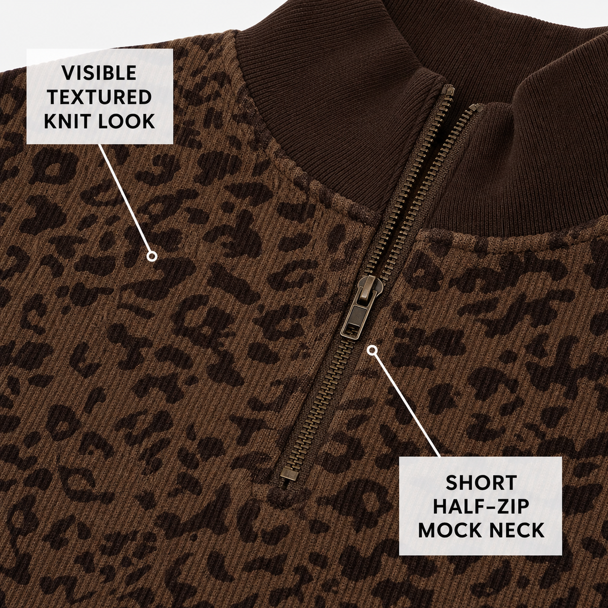 8 PCS Women's Leopard Print Half-Zip Pullover Set, Loose Drop Shoulder Long Sleeve Top