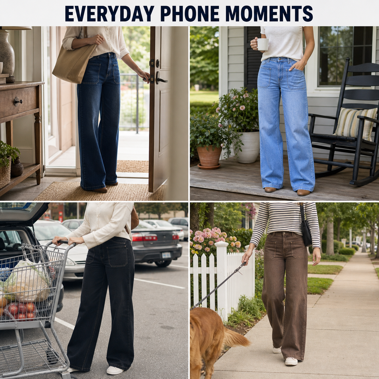 Women's High-Waist Wide-Leg Jeans, 8 PCS or 10 PCS All Colors
