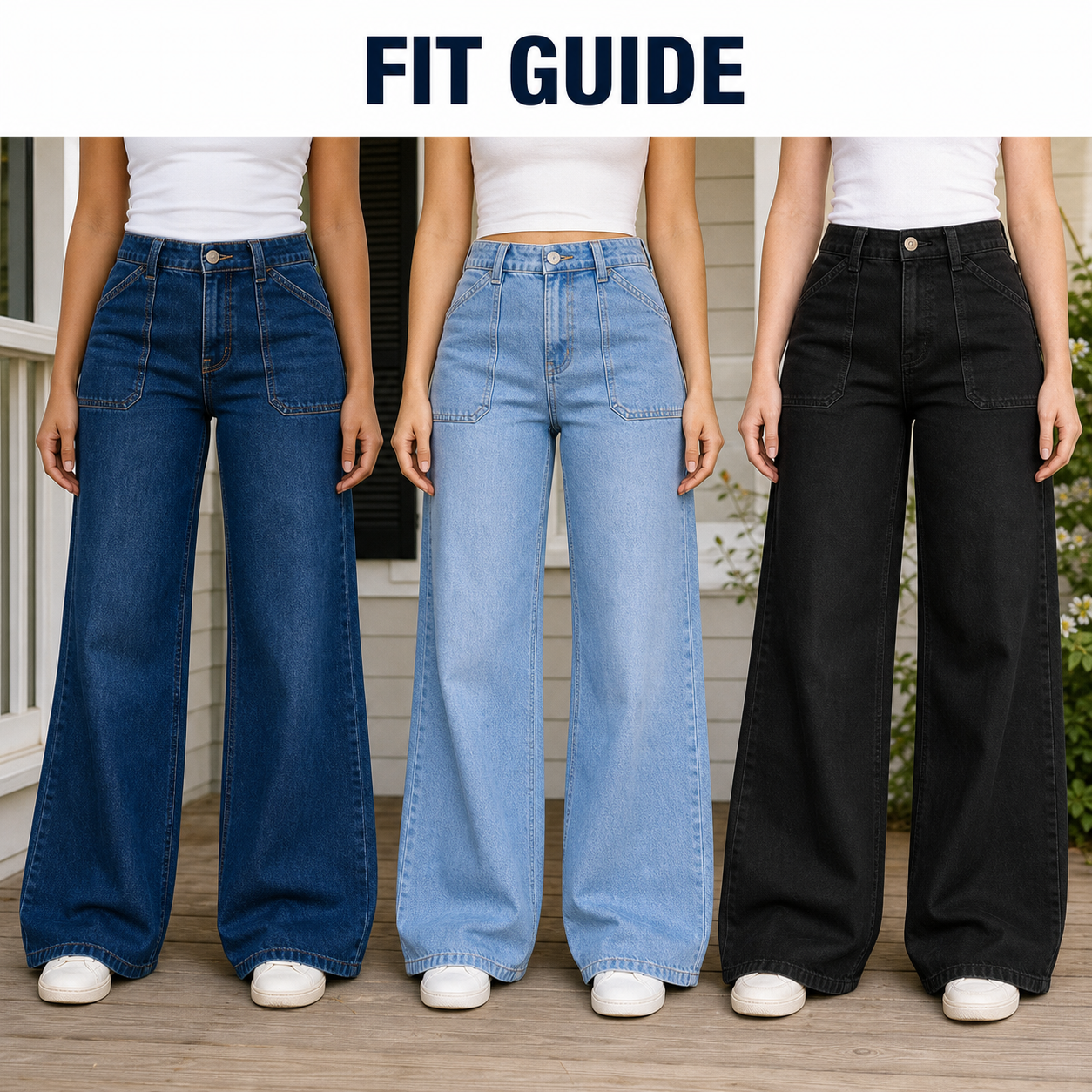 Women's High-Waist Wide-Leg Jeans, 8 PCS or 10 PCS All Colors