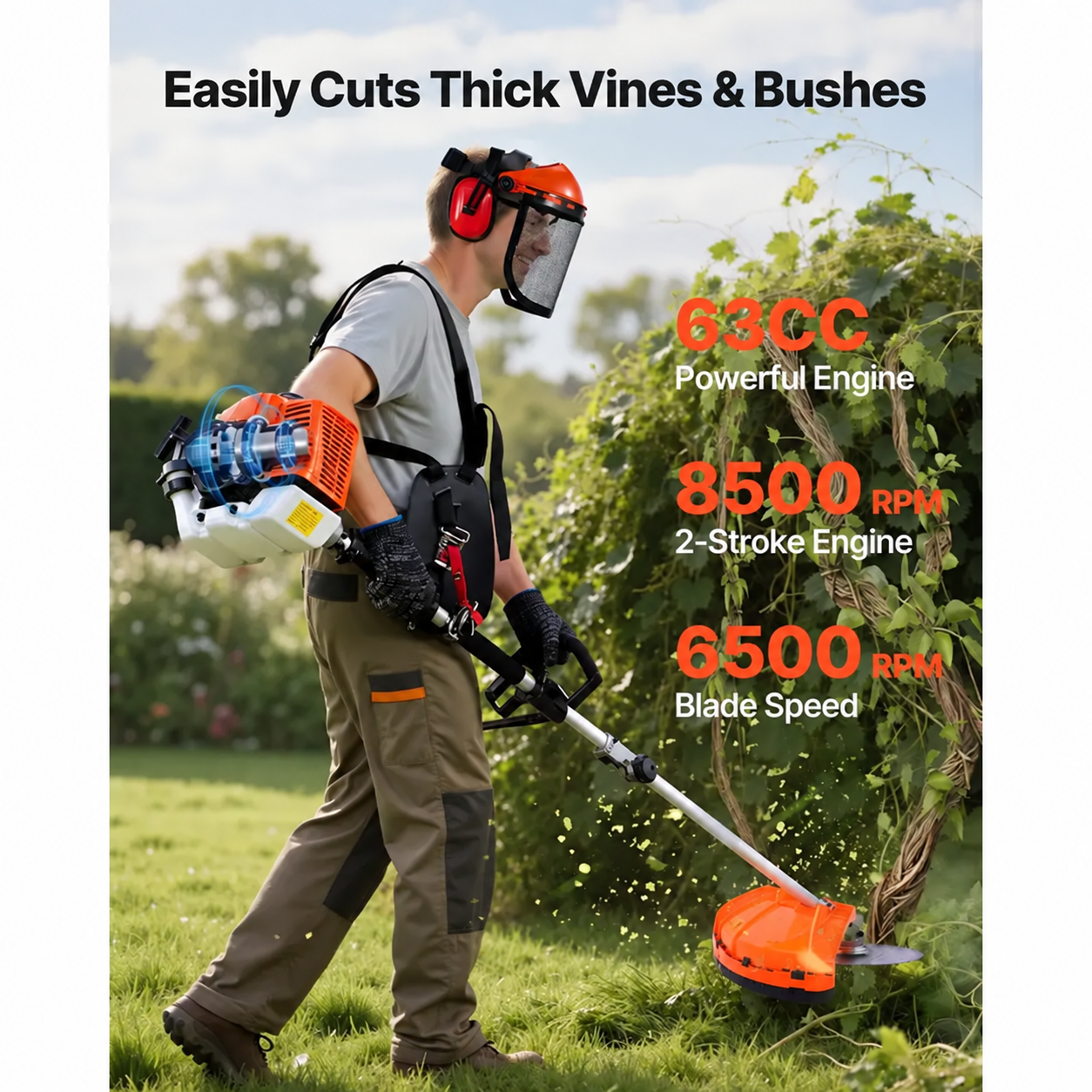 5-in-1 Gas Hedge Trimmer, Weed Eater, String Trimmer, Brush Cutter & Pole Saw