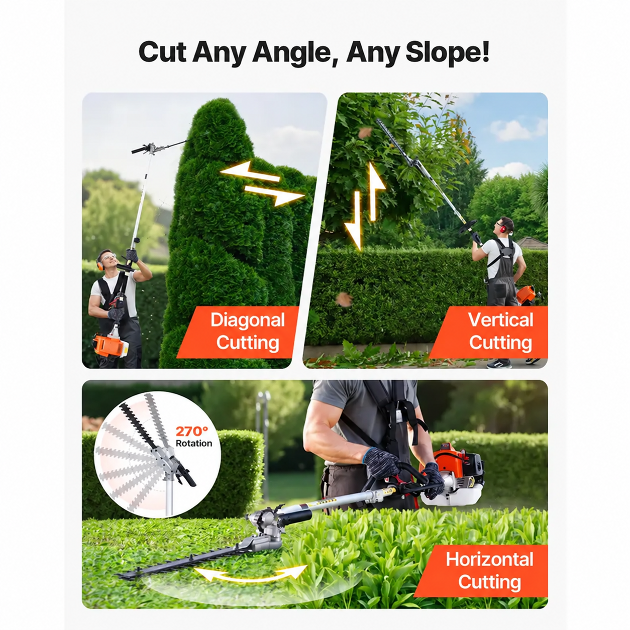 5-in-1 Gas Hedge Trimmer, Weed Eater, String Trimmer, Brush Cutter & Pole Saw