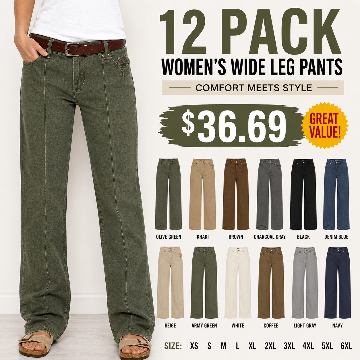 ⚡FINAL SALE- --8 PACK Women’s High Stretch Mid Rise Pants