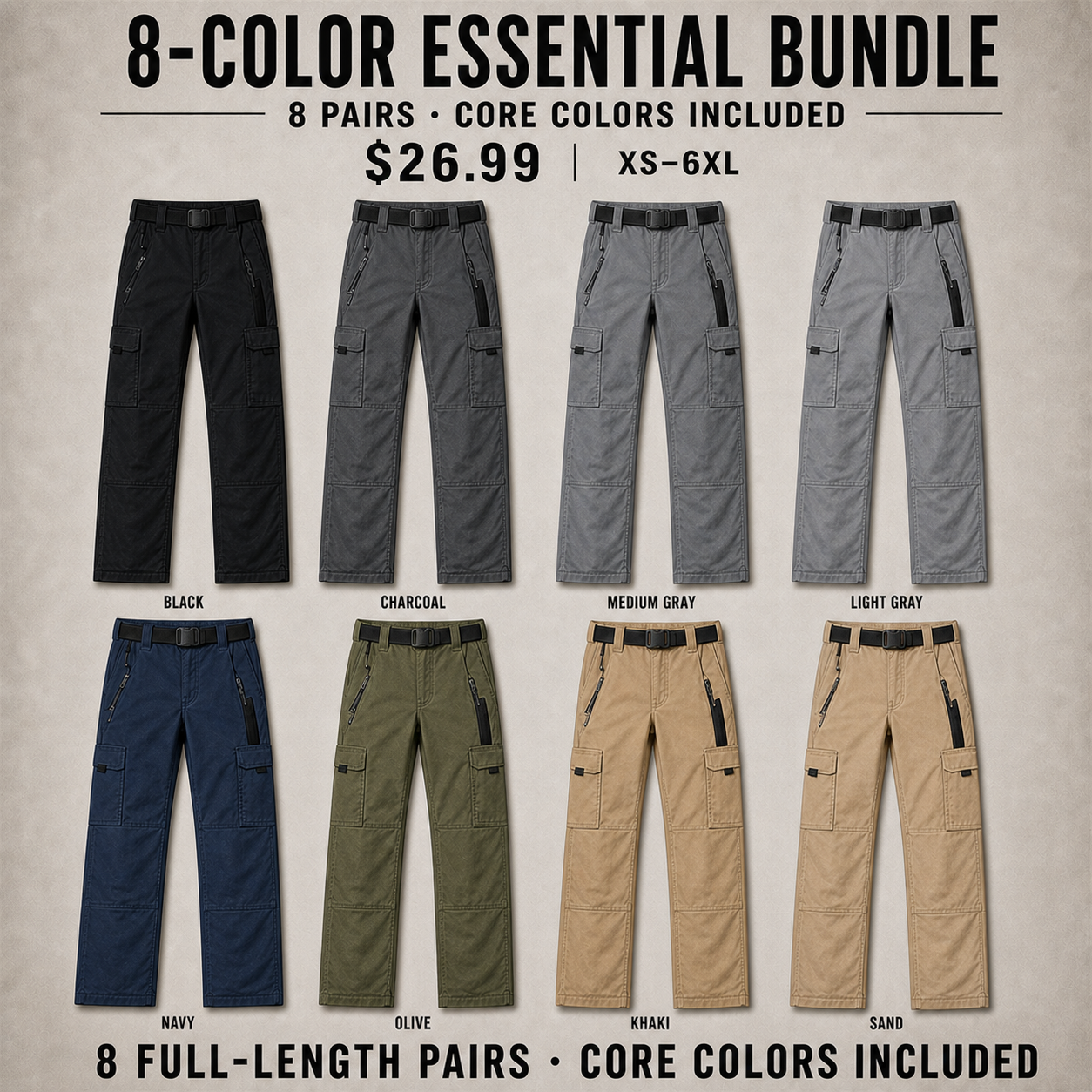Men's Water-Resistant Multi-Pocket Tactical Cargo Pants