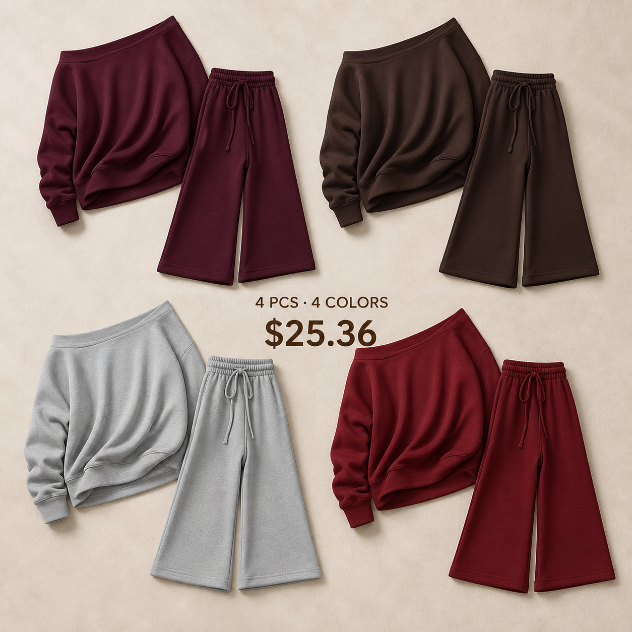 Women's Off-Shoulder Jumper & Pants Set