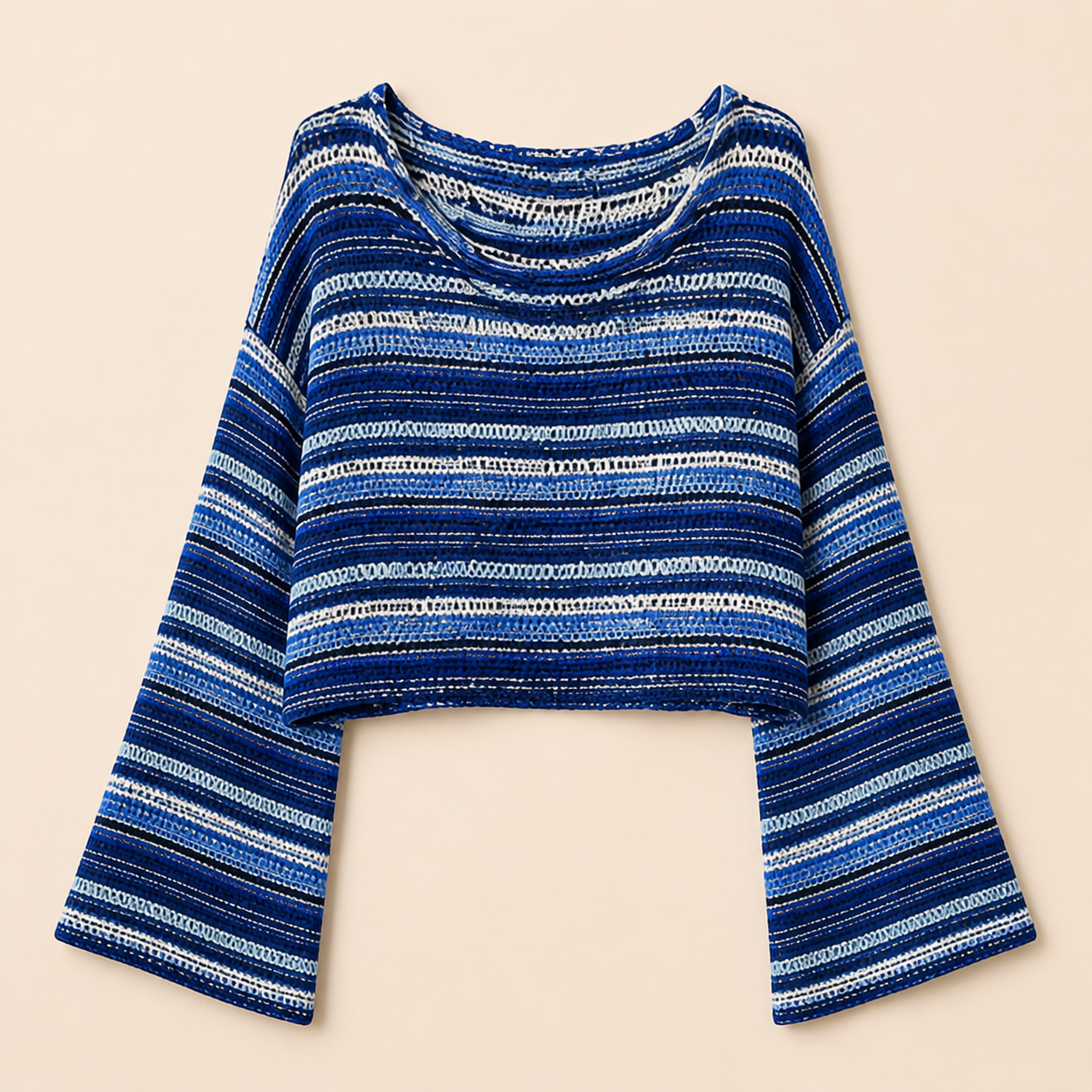 Women's Colorful Striped Textured Knit Top