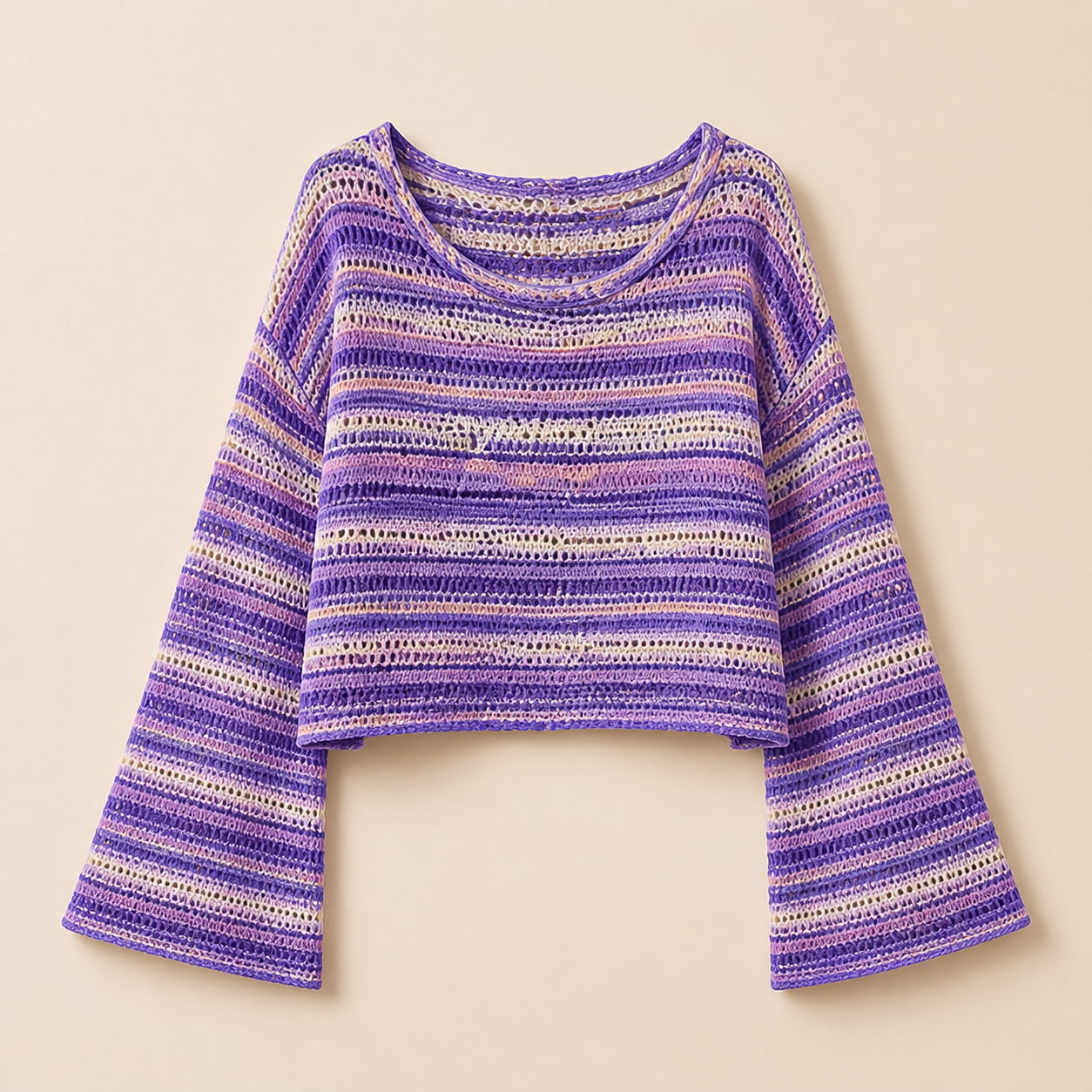 Women's Colorful Striped Textured Knit Top