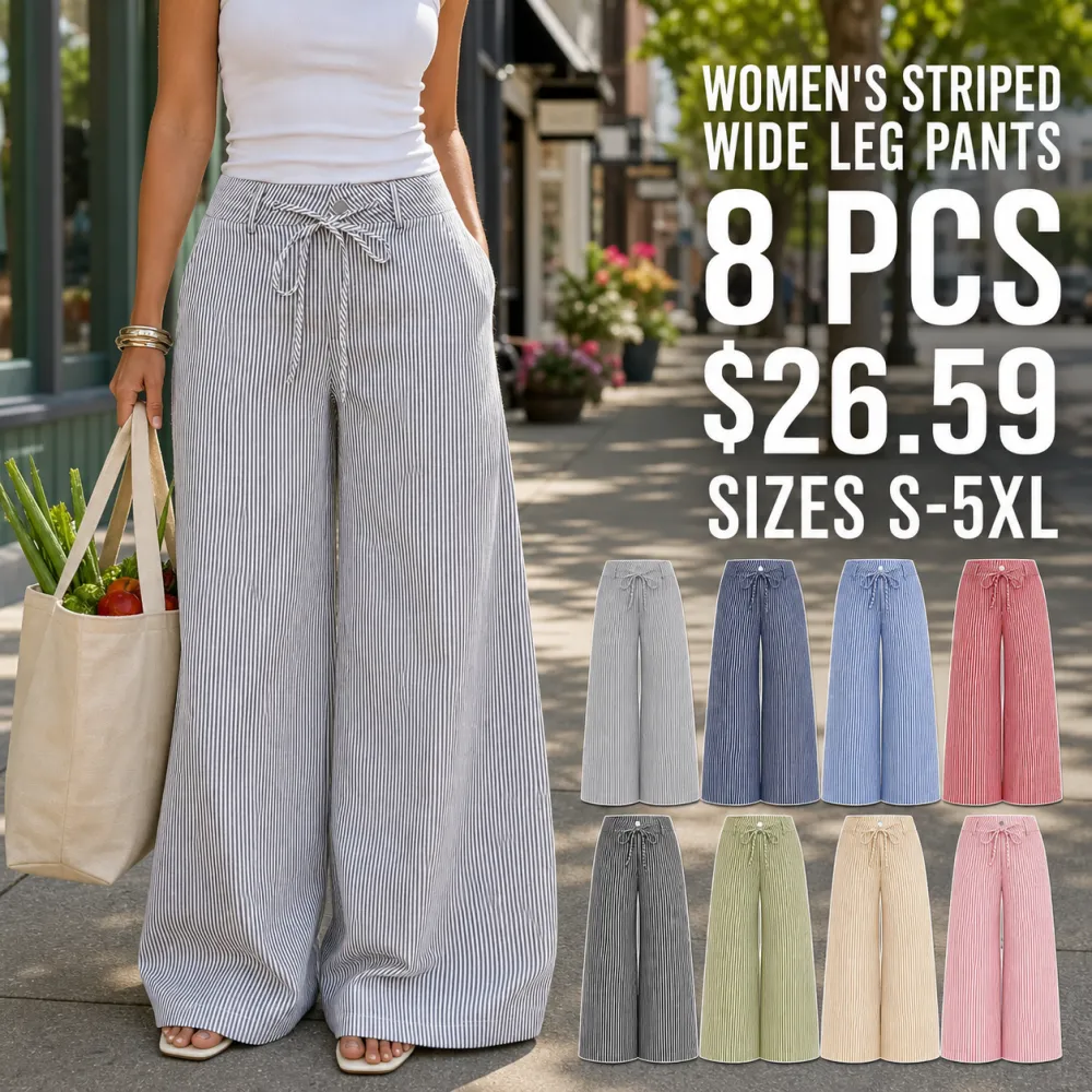 ⚡FINAL SALE⚡-Women's Stretch Utility Pants Bundle, Fixed Waistband Front Tie Full Length Trousers