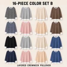⚡FINAL SALE⚡-Women's Fake Two-Piece Layered Crewneck Sweatshirt Bundle
