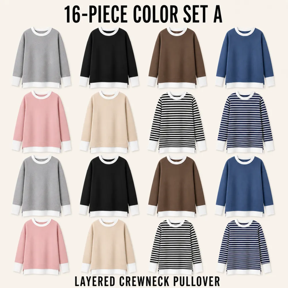 ⚡FINAL SALE⚡-Women's Fake Two-Piece Layered Crewneck Sweatshirt Bundle