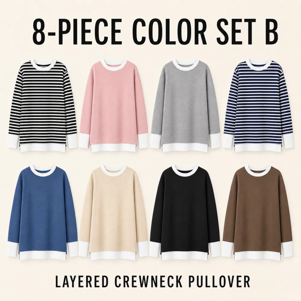 ⚡FINAL SALE⚡-Women's Fake Two-Piece Layered Crewneck Sweatshirt Bundle
