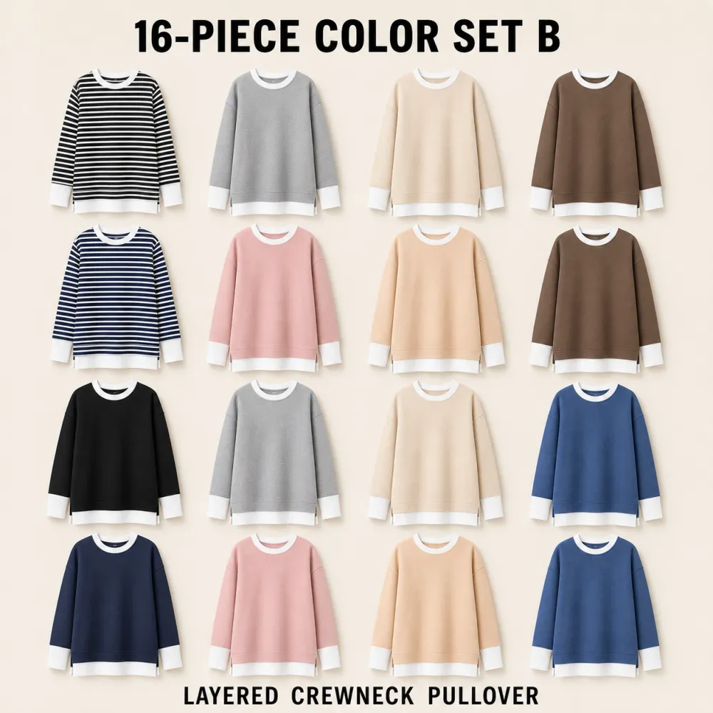 ⚡FINAL SALE⚡-Women's Fake Two-Piece Layered Crewneck Sweatshirt Bundle