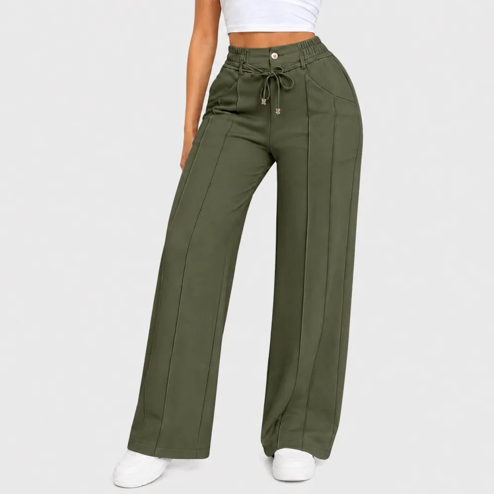 💝Last Day Promotion⚡New Summer Drawstring High Waist Wide Leg Pants