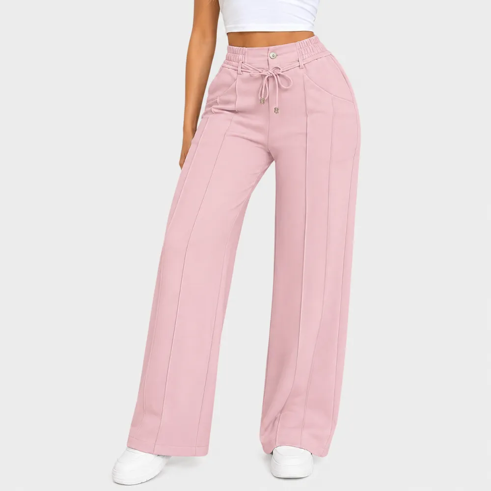 💝Last Day Promotion⚡New Summer Drawstring High Waist Wide Leg Pants