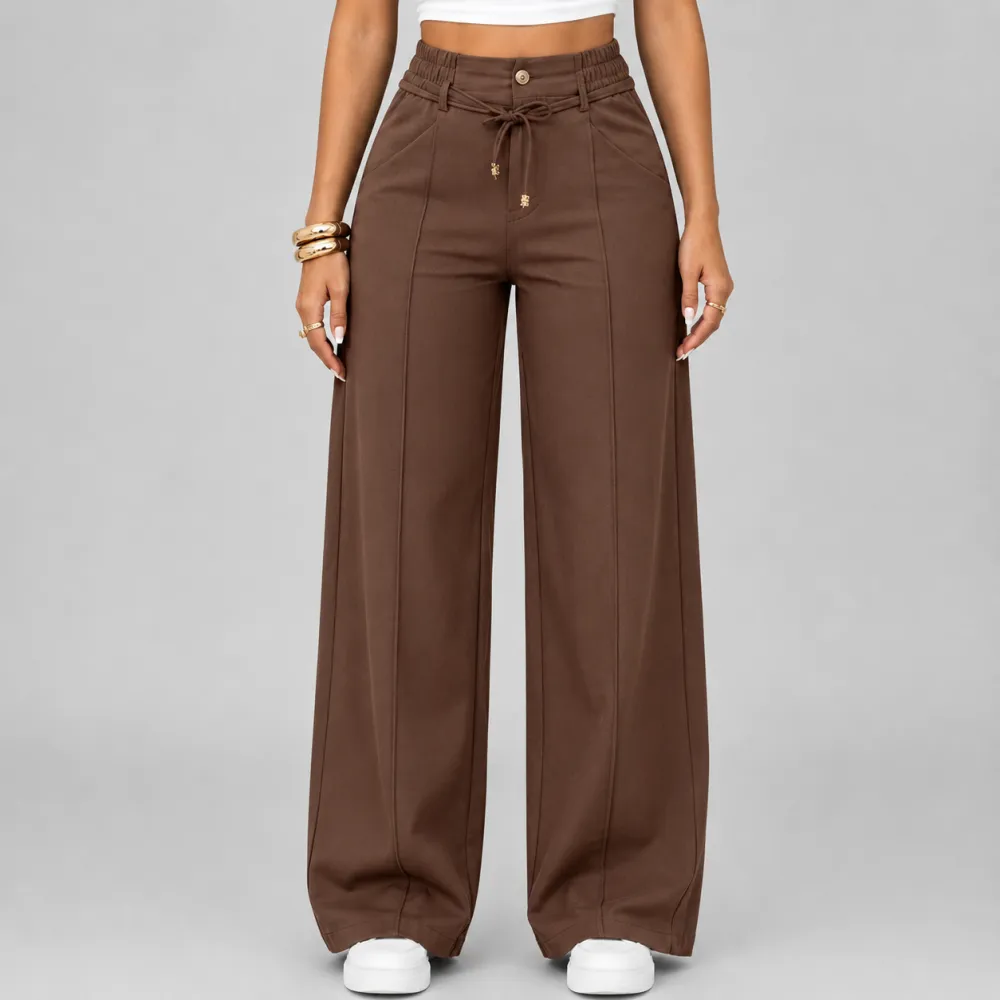 💝Last Day Promotion⚡New Summer Drawstring High Waist Wide Leg Pants