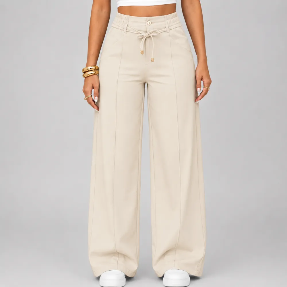 💝Last Day Promotion⚡New Summer Drawstring High Waist Wide Leg Pants