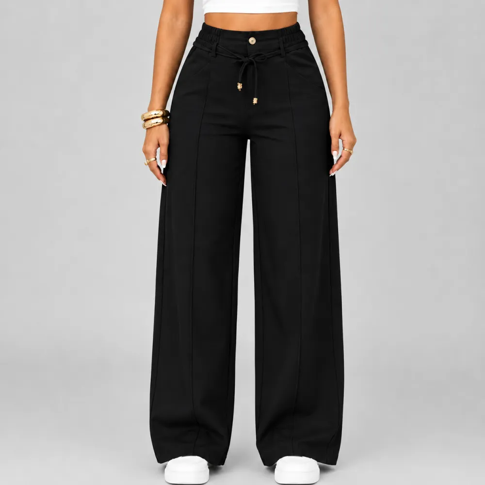 💝Last Day Promotion⚡New Summer Drawstring High Waist Wide Leg Pants