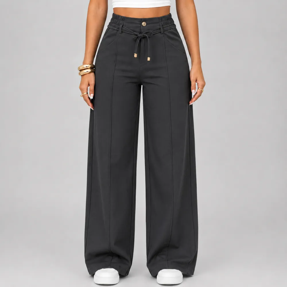💝Last Day Promotion⚡New Summer Drawstring High Waist Wide Leg Pants