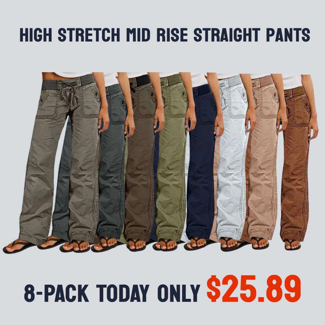 ⚡FINAL SALE⚡- 8 PACK  Women's High Stretch Mid Rise Straight Pants