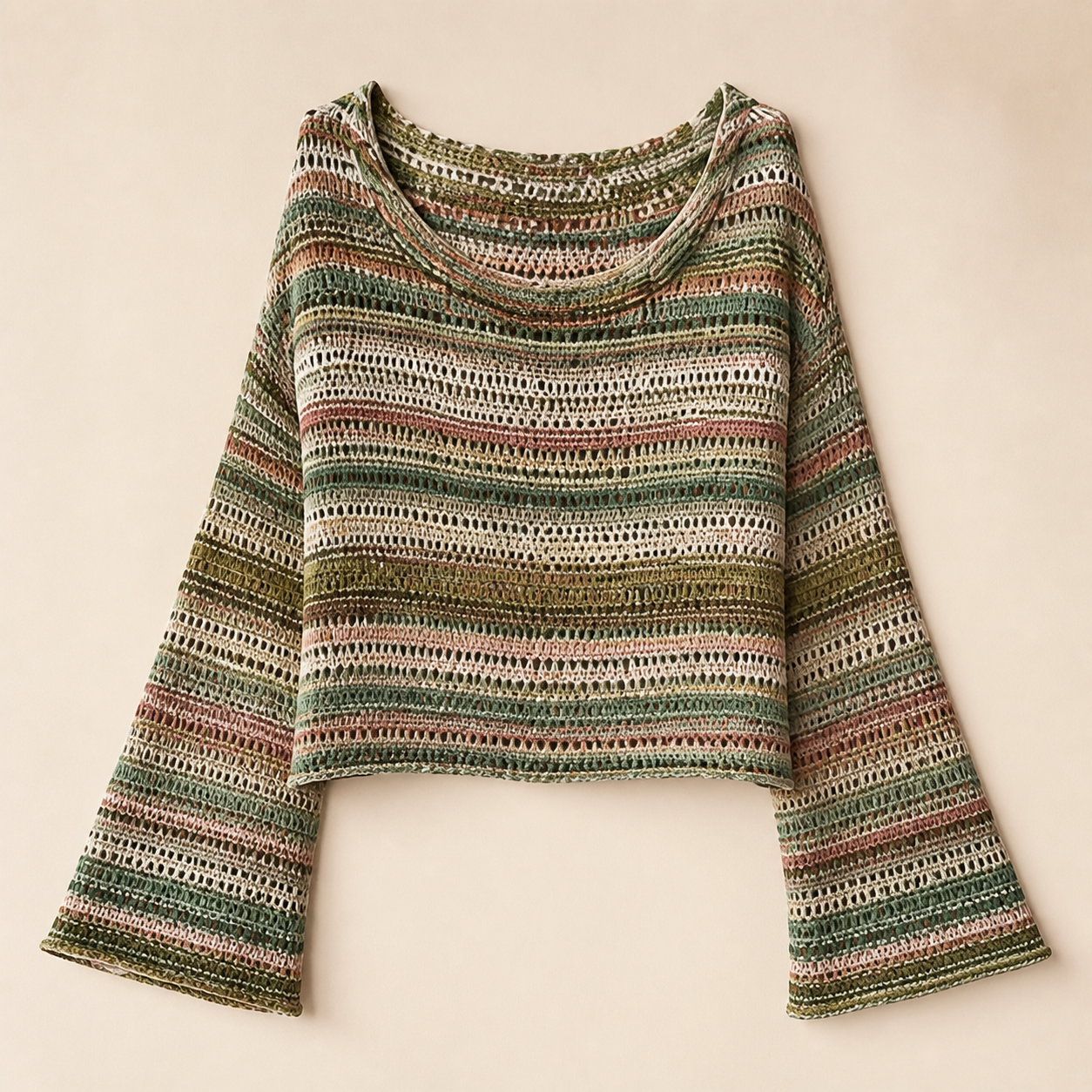 Women's Colorful Striped Textured Knit Top