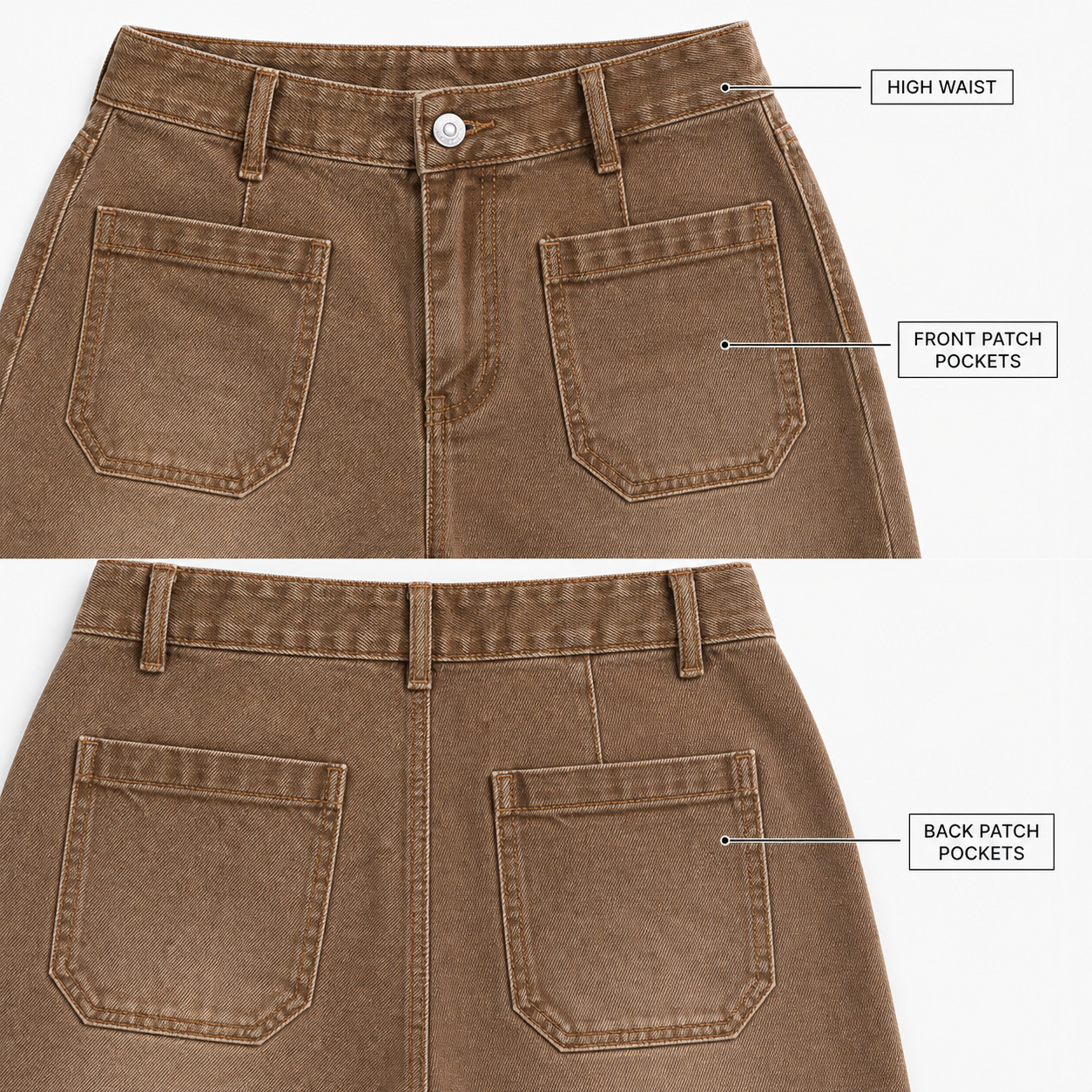 8 pieces--Short Women's High Waisted Wide Leg Patch Pocket Jeans