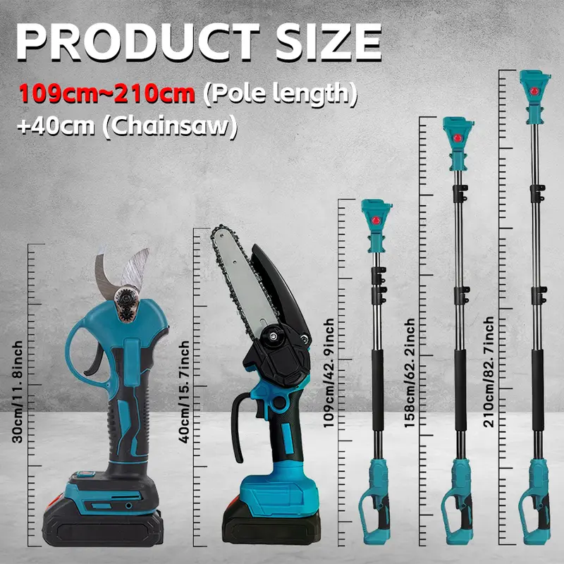 Cordless Pole Saw & Mini Chainsaw Garden Tool Set with Extension Pole for Tree Trimming