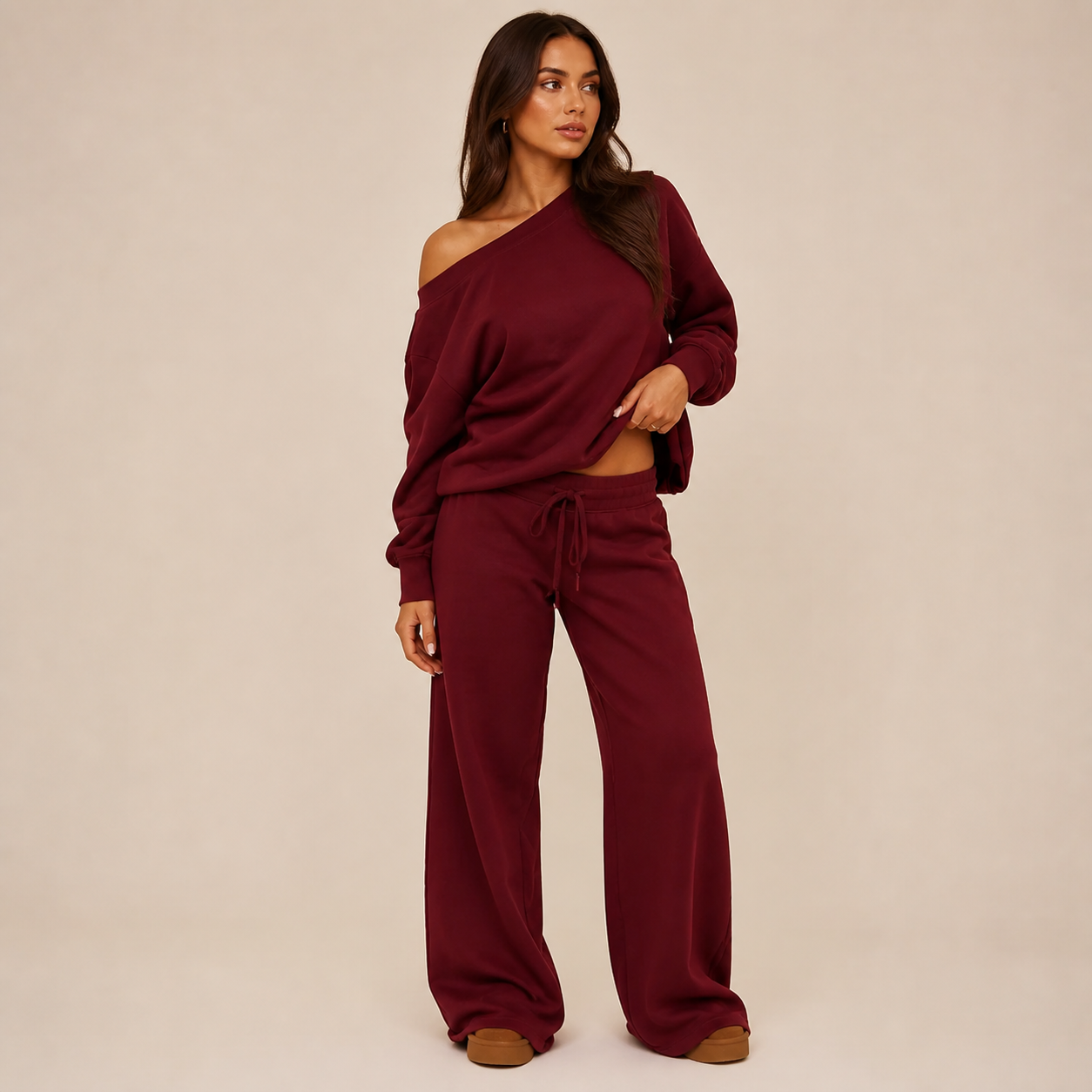 Women's Off-Shoulder Jumper & Pants Set