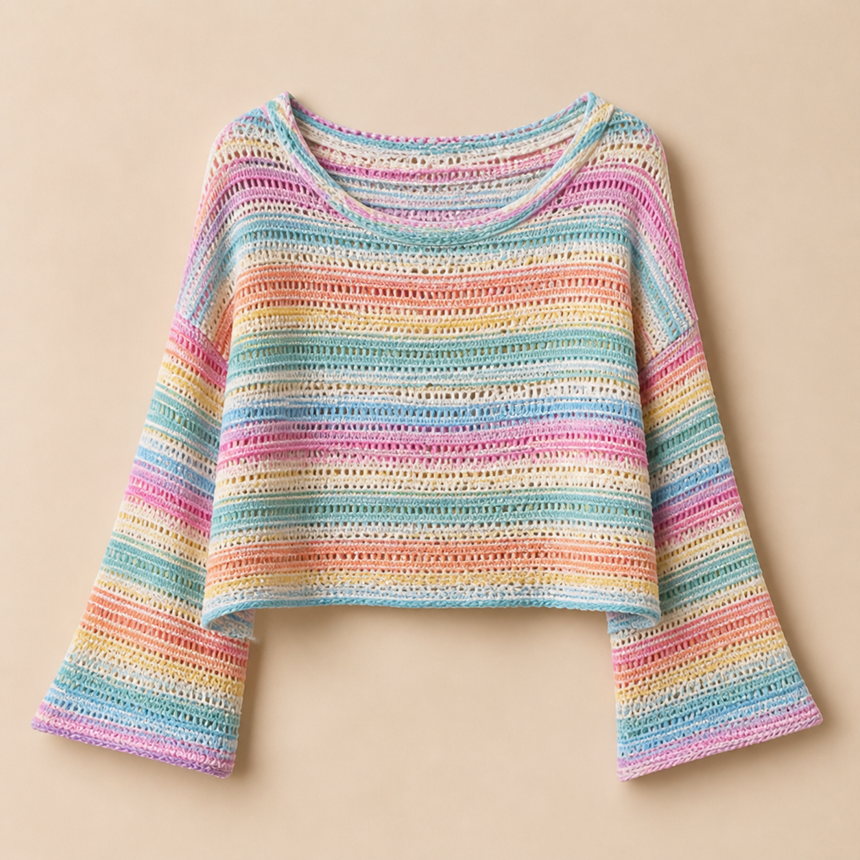 Women's Colorful Striped Textured Knit Top