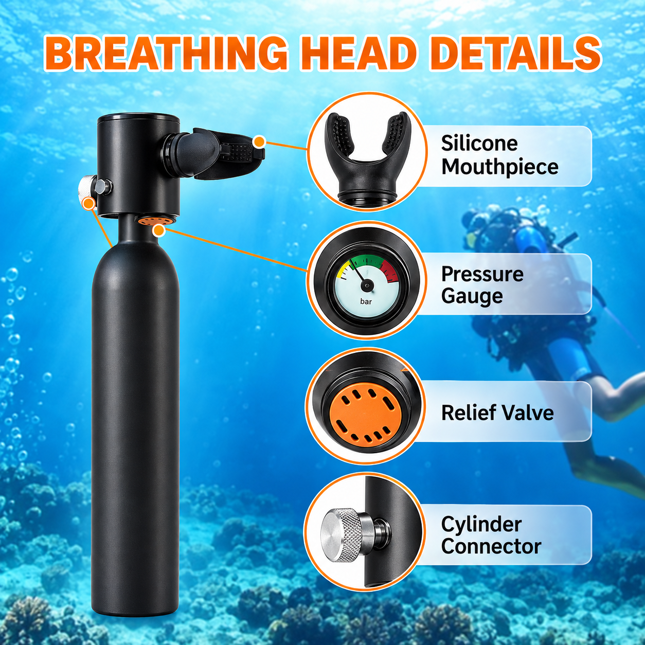 0.5L Mini Diving Cylinder & Full-Face Mask Kit