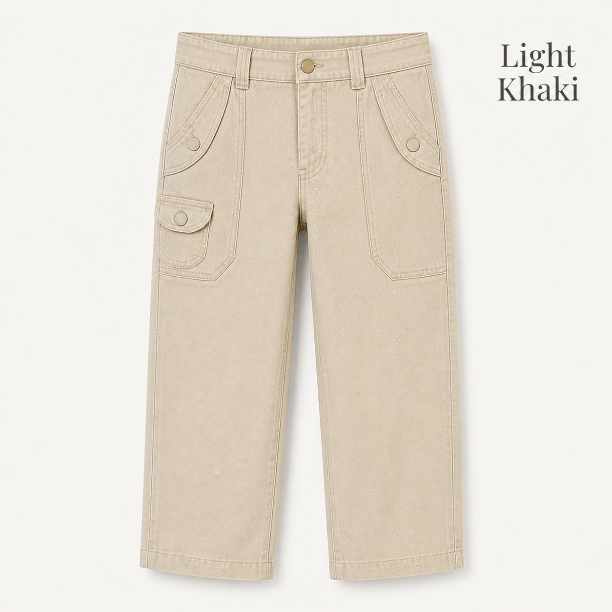 Women's Solid Button Decor Mid Waist Straight Leg Crop Pants Without Belt 8/10/12 Pack