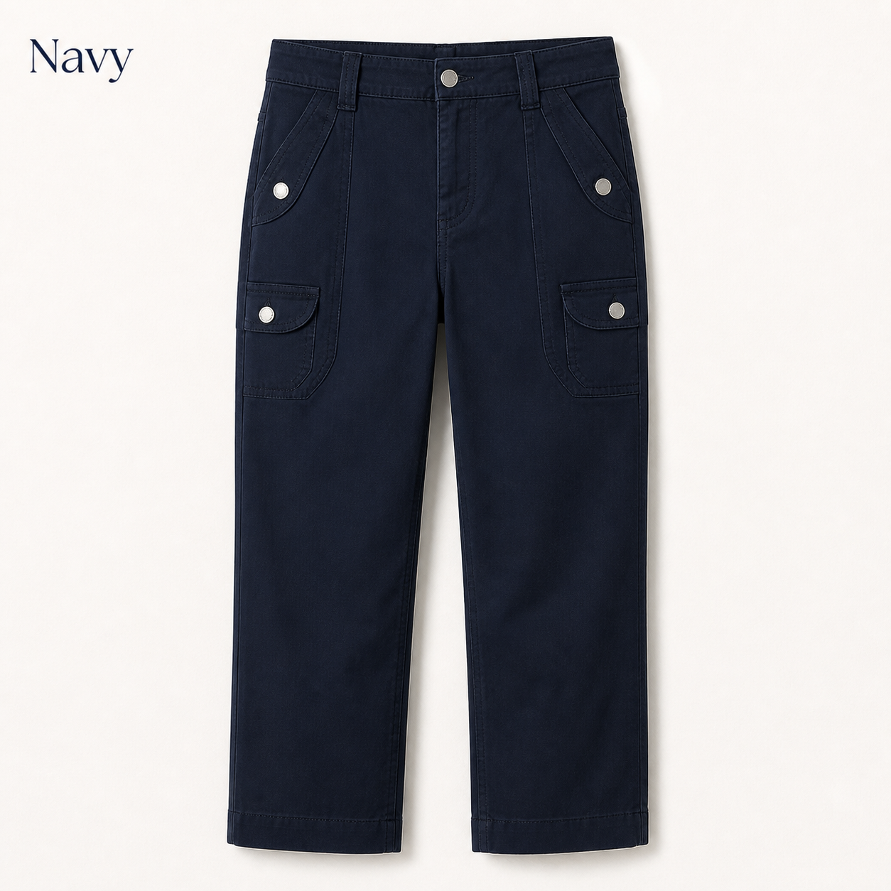 Women's Solid Button Decor Mid Waist Straight Leg Crop Pants Without Belt 8/10/12 Pack