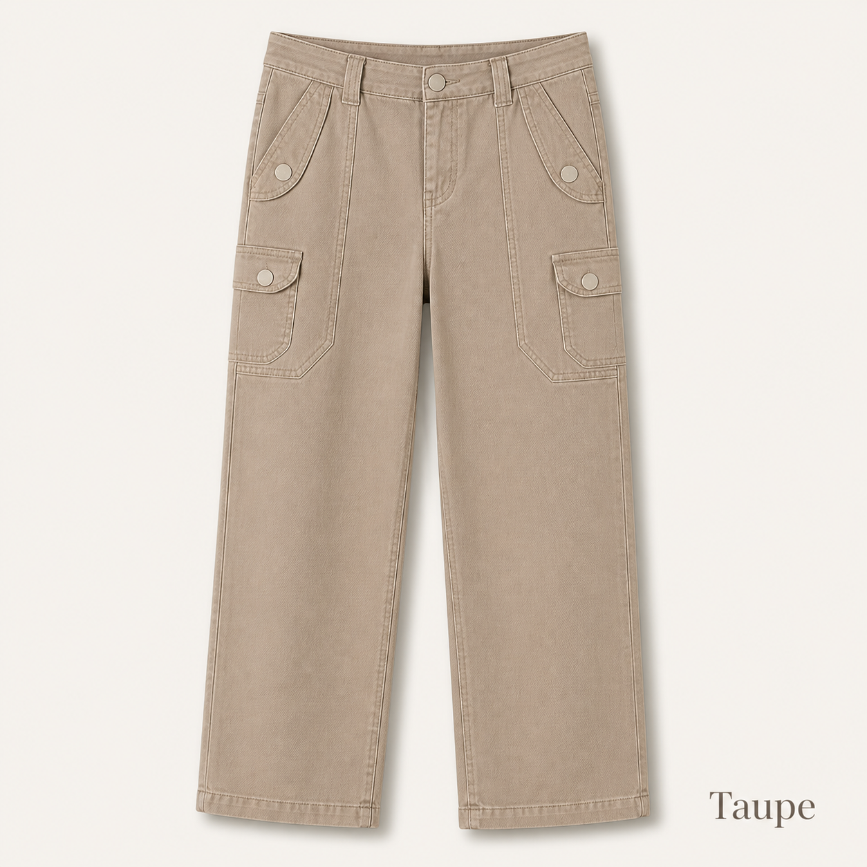 Women's Solid Button Decor Mid Waist Straight Leg Crop Pants Without Belt 8/10/12 Pack