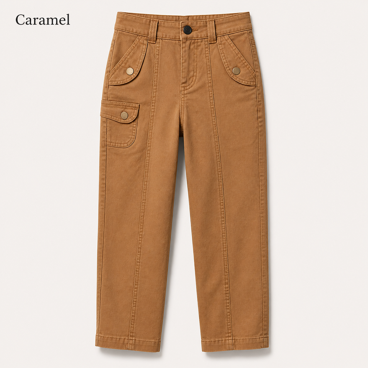Women's Solid Button Decor Mid Waist Straight Leg Crop Pants Without Belt 8/10/12 Pack